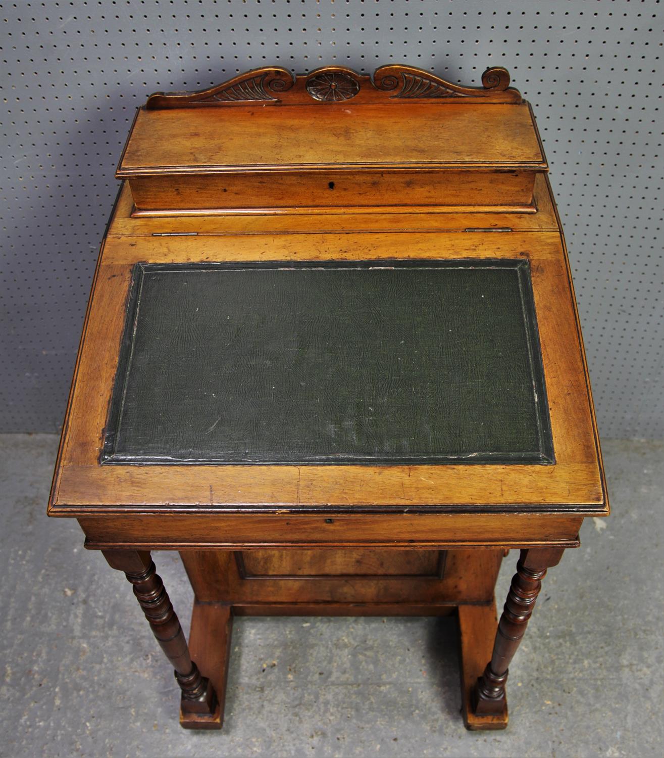 Victorian walnut slope top davenport desk W51cm D51cm H89cm - Image 7 of 8