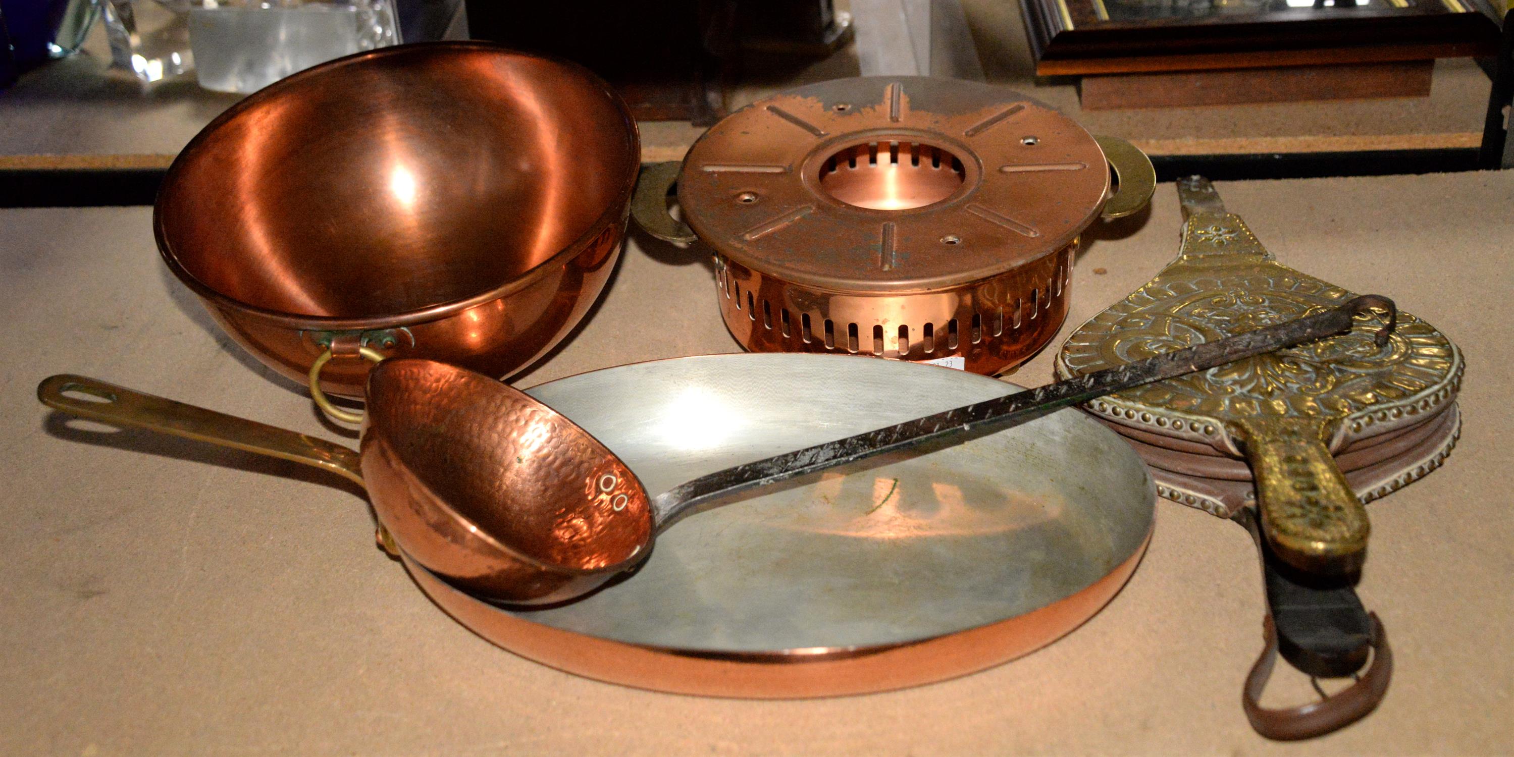 Brass and copperware, items include kettles, pans, candlesticks and bowls. - Image 2 of 2
