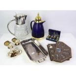 Silver plated items to include sauce boat , Christofle wine cooler, pierced bon bon dish, tureens,