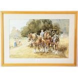 Cecil Elgee (British, 1904-1984), rural landscape with plough horses, watercolour,