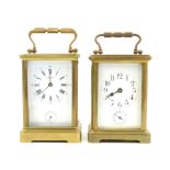 Swiss carriage clock by Henry Capt of Geneva No. 3306, with barrel movement and alarm 15cm high,