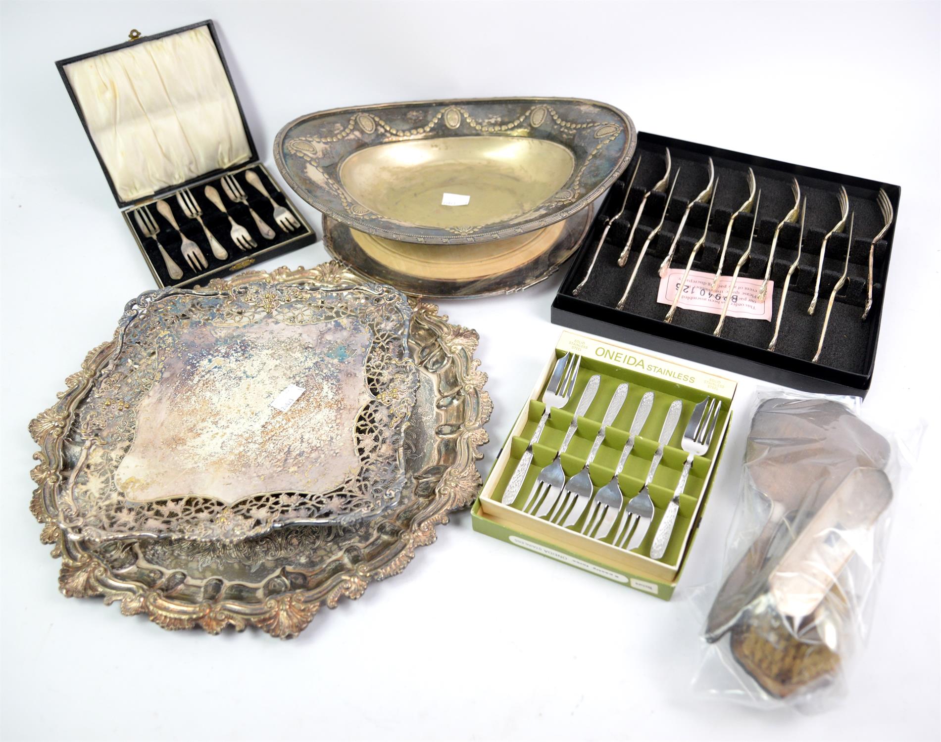 Silver plated items to include tureens, rose bowl, cake basket, cutlery including cased set of fish - Image 2 of 2