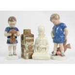 Royal Copenhagen 2342 Opium Smoker (all white), 721/3258 Baca totem vase, 144 Boy with Teddy Bear,