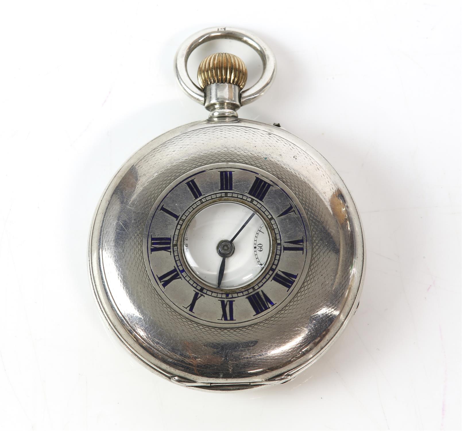 Kendel and Dent, makers to the Admiralty, silver and enamel gents half hunter pocket watch,