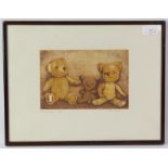 Frans Wesselman (b. 1953), 'Three Teddybears', etching in colours, signed in pencil to margin,