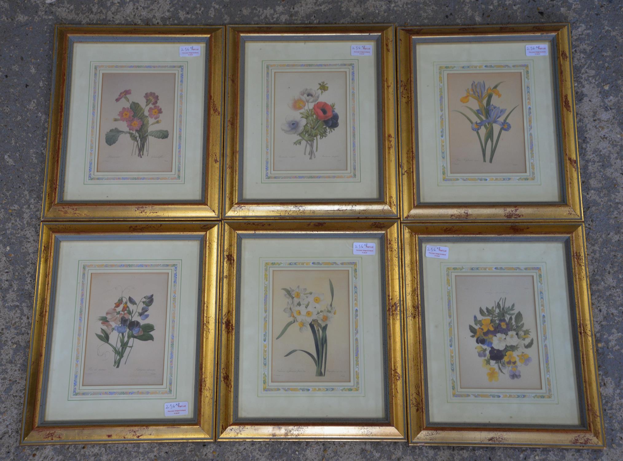 After Pierre-Joseph Redoute, set of six reproduction floral prints, framed and glazed, - Image 2 of 2