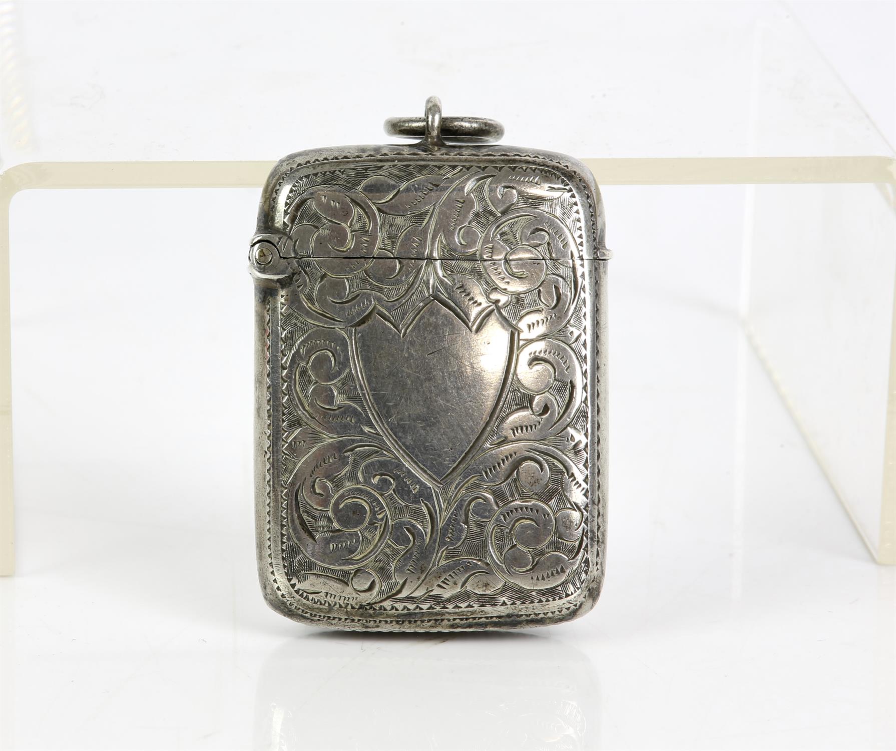 Vietona silver brightcut vesta case with vacant shield cartouche, Birmingham 1897 - Image 2 of 2