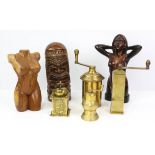 Decorative items to include woodcarvings, coffee grinders and other items