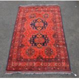 Afghan style rug 199cm x 105cm, another similar 200cm x 125cm (2)