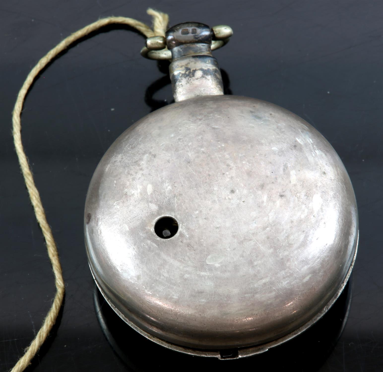 A silver pair case pocket watch, the white enamel dial with Roman numeral hour markers and - Image 6 of 6