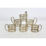 Walker and Hall set of six pierced silver cup holders, Birmingham 1935, 97 grams