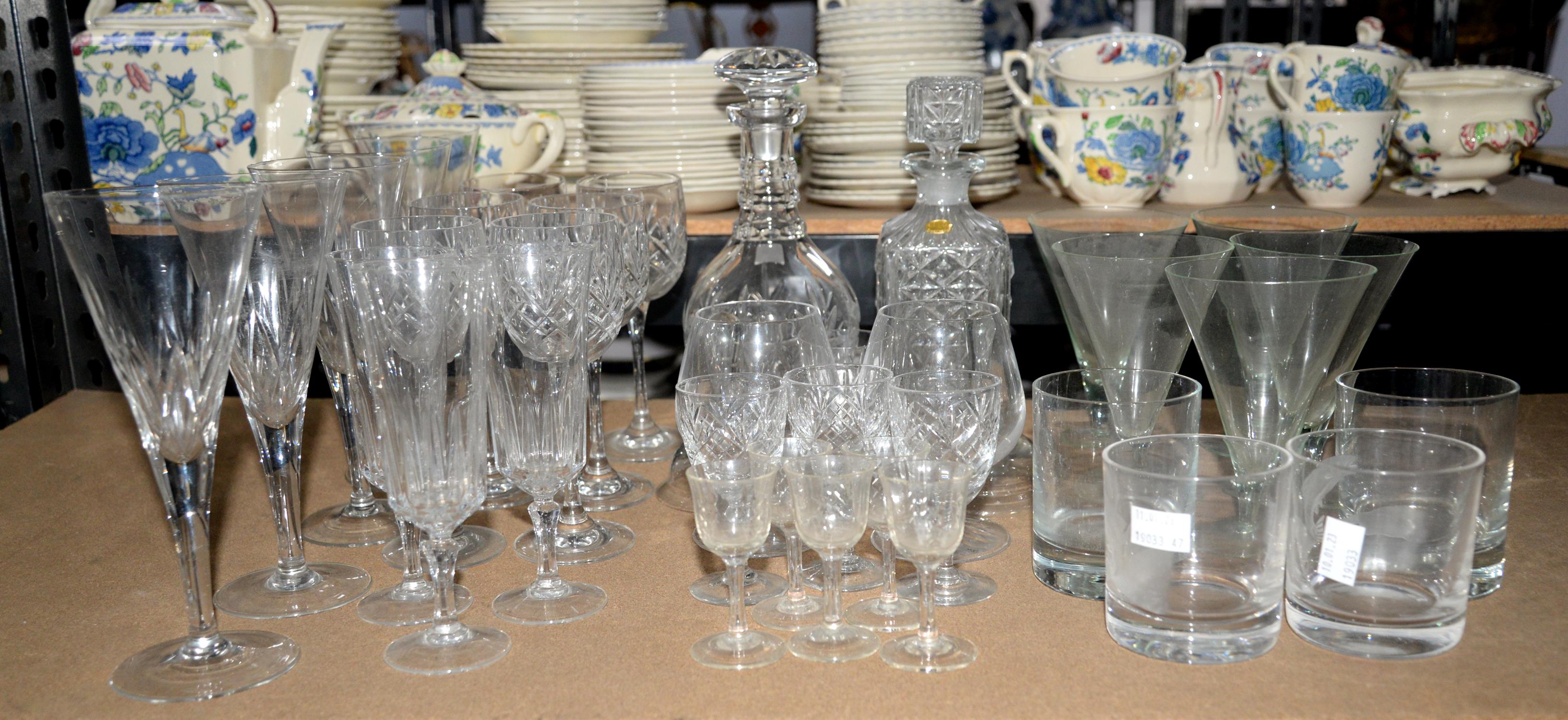 Glassware including cut glass decanters and glasses of various form including tumblers, - Image 2 of 2