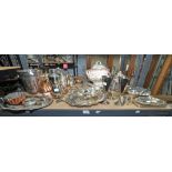 Silver plate and copperware to include hip flasks, wine cooler, egg cups, cocktail shaker,