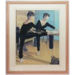 Philip Meninsky (British, 1919-2007), portrait of a stretching ballet dancer (1987), pastel,