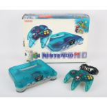 Nintendo 64 Console Clear Blue - Boxed. This lot contains the 'Clear Blue' N64 console and