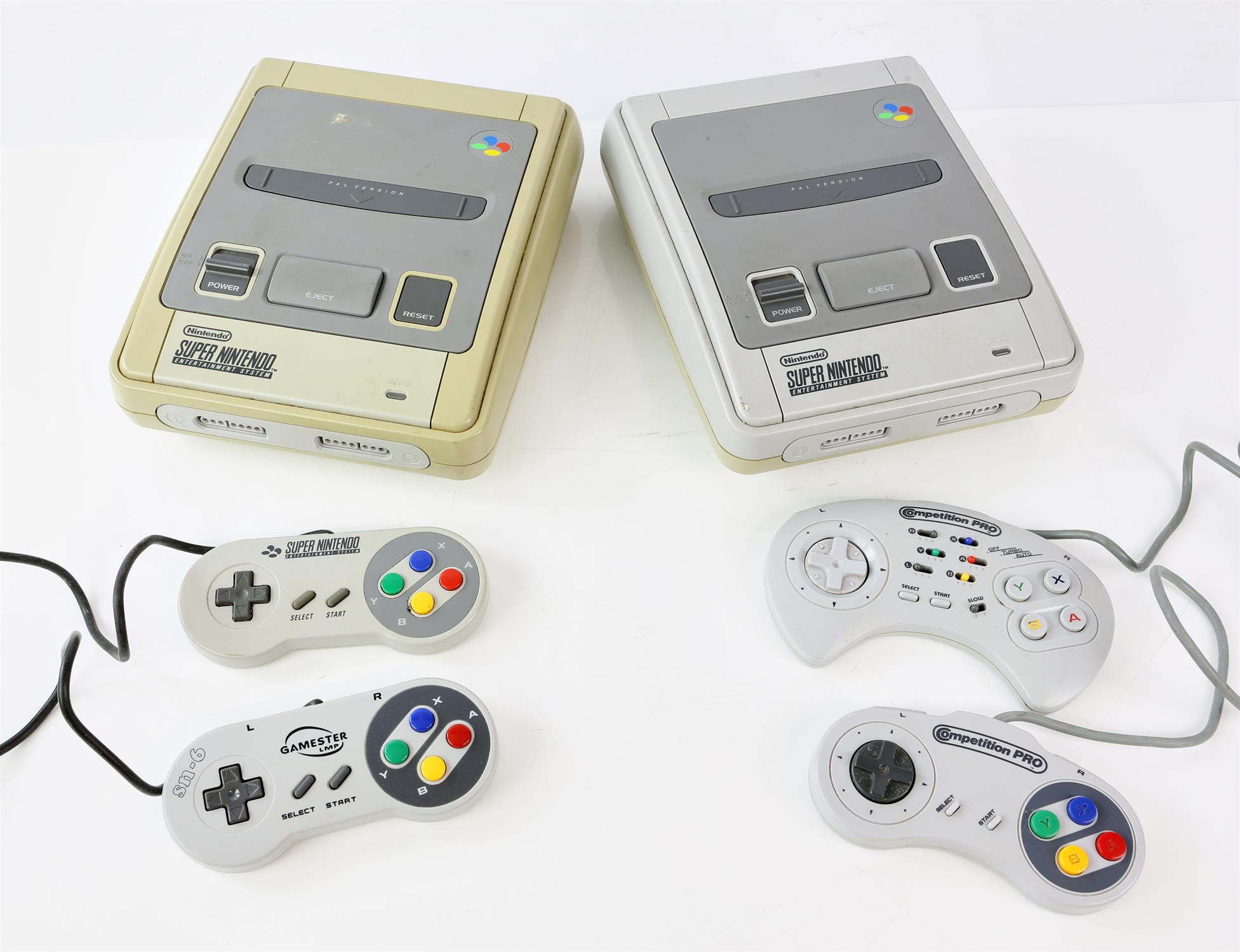 2 SNES - Super Nintendo Entertainment System Consoles. This lot contains two SNES consoles,