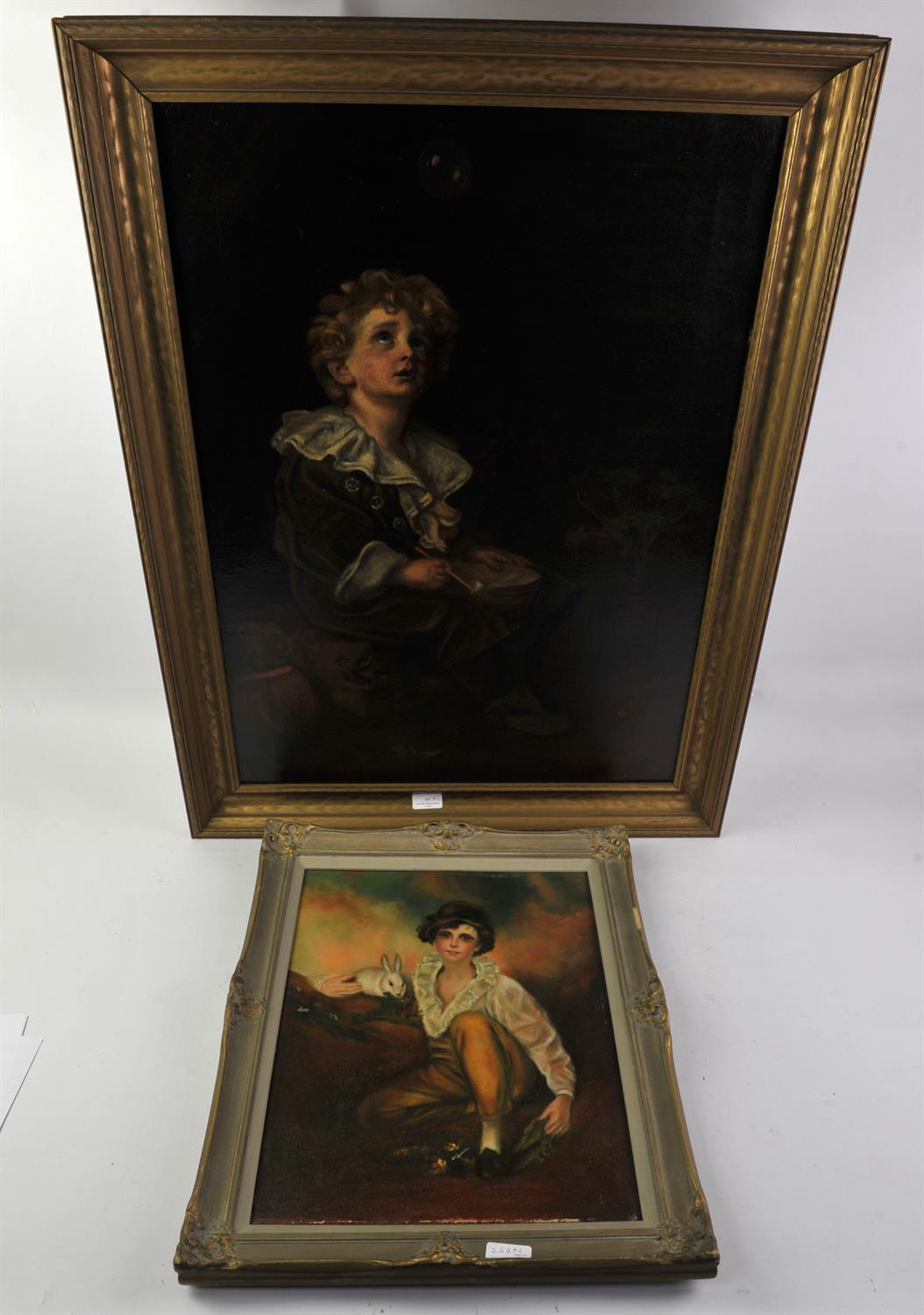 Frank Goodwin (British, twentieth century), portrait of a boy holding a pipe, oil on canvas,