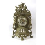 19th century brass clock mount with modern battery powered movement, with scrolling and putti