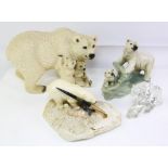 Doulton Carrara model of a polar bear, together with a collection of polar bear models,