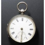 19th century free movement Gents silver pocket watch, London 1877