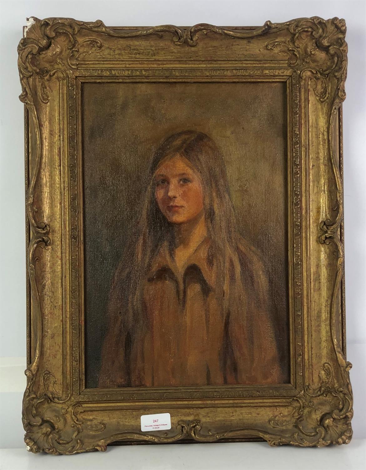 Twentieth-century British School, portrait of a girl, oil on canvas, 39 x 26cm, with a full-length - Image 2 of 4