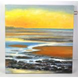 Sandra Francis (British, b. 1948), Evening Beach Vista, oil on canvas, inscribed to the reverse,