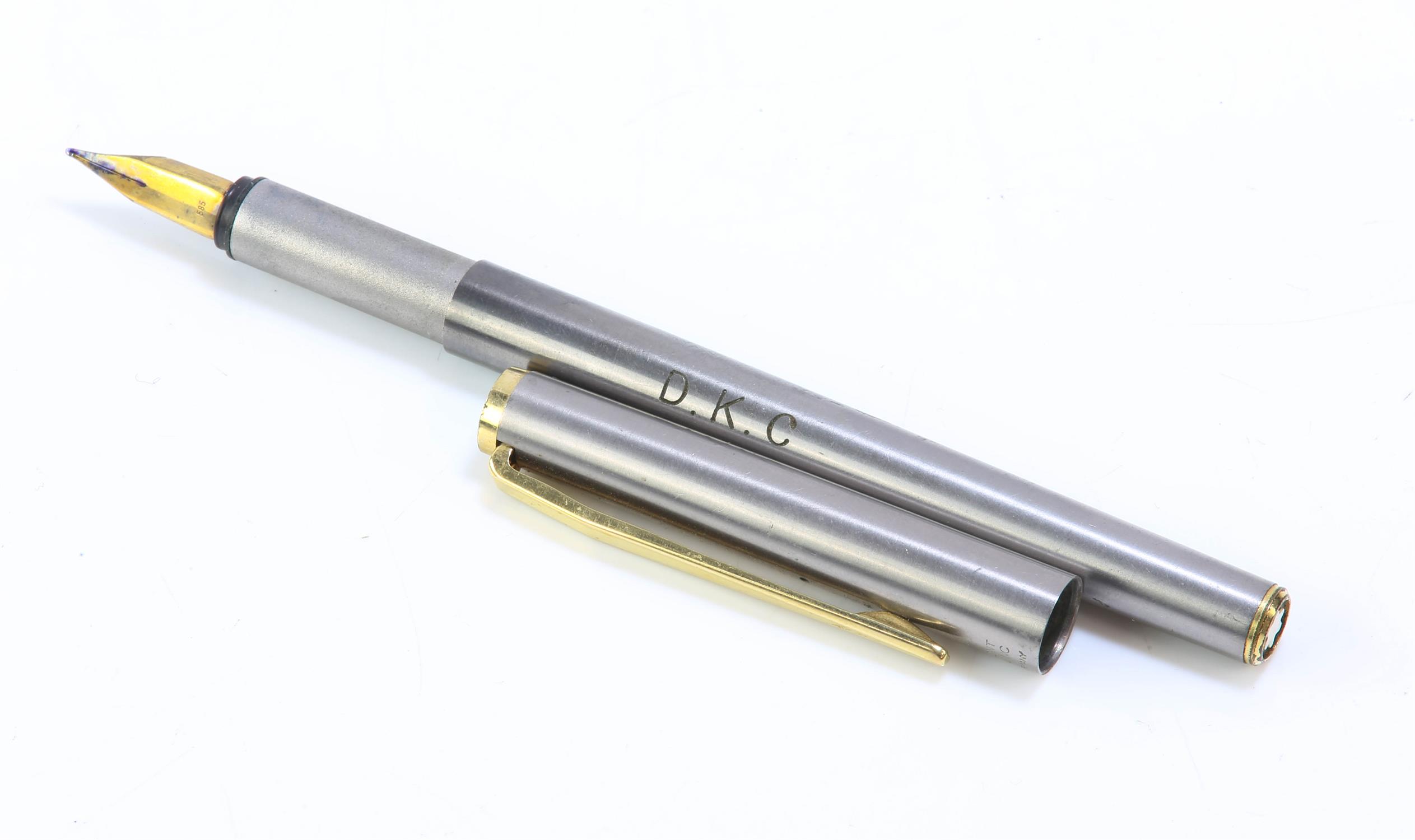 Mont Blanc A Stainless steel and gold Fountain Pen the 585 Nib 14ct Gold NOBLESSE, - Image 2 of 3