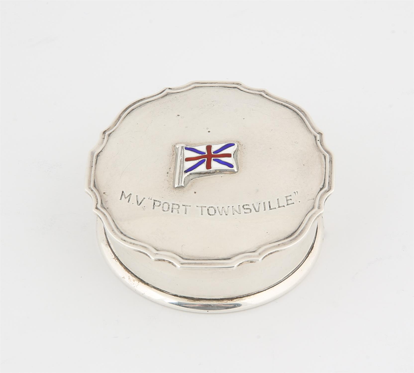 Mappin and Webb round form silver and enamel with Australian links to MV Port Townsville,