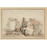 Attributed to Thomas Rowlandson (British, 1756-1827), satirical scene with revellers in a tavern,