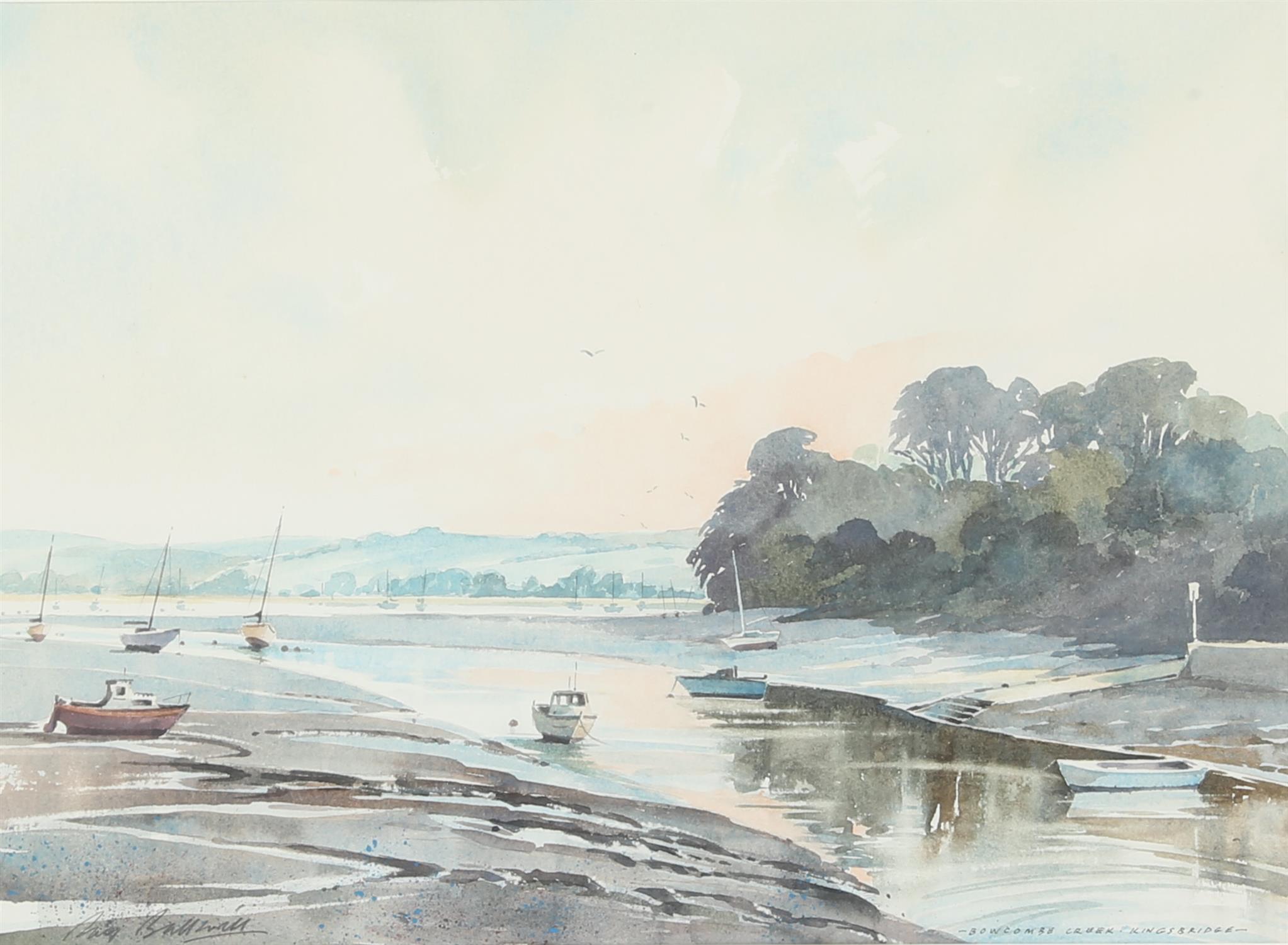 Ray Balkwill (British, b. 1948), 'Bowcombe Creek, Kingsbridge', watercolour, signed lower left, 25.