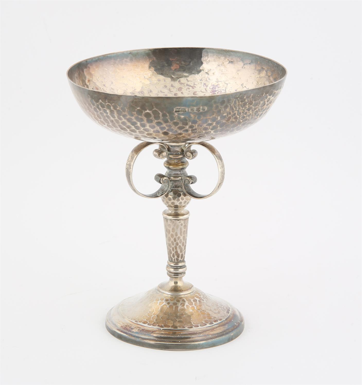 A George V silver Hammered finished Presentation cup on single pedestal For Eastbourne Gun Club.