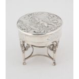 Berthold Muller, a silver ring box, in the form of an 18th century bijouterie table,
