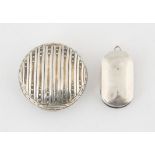 George III silver pill box with hinged cover and pendant loop, by Samuel Pemberton, marks rubbed,
