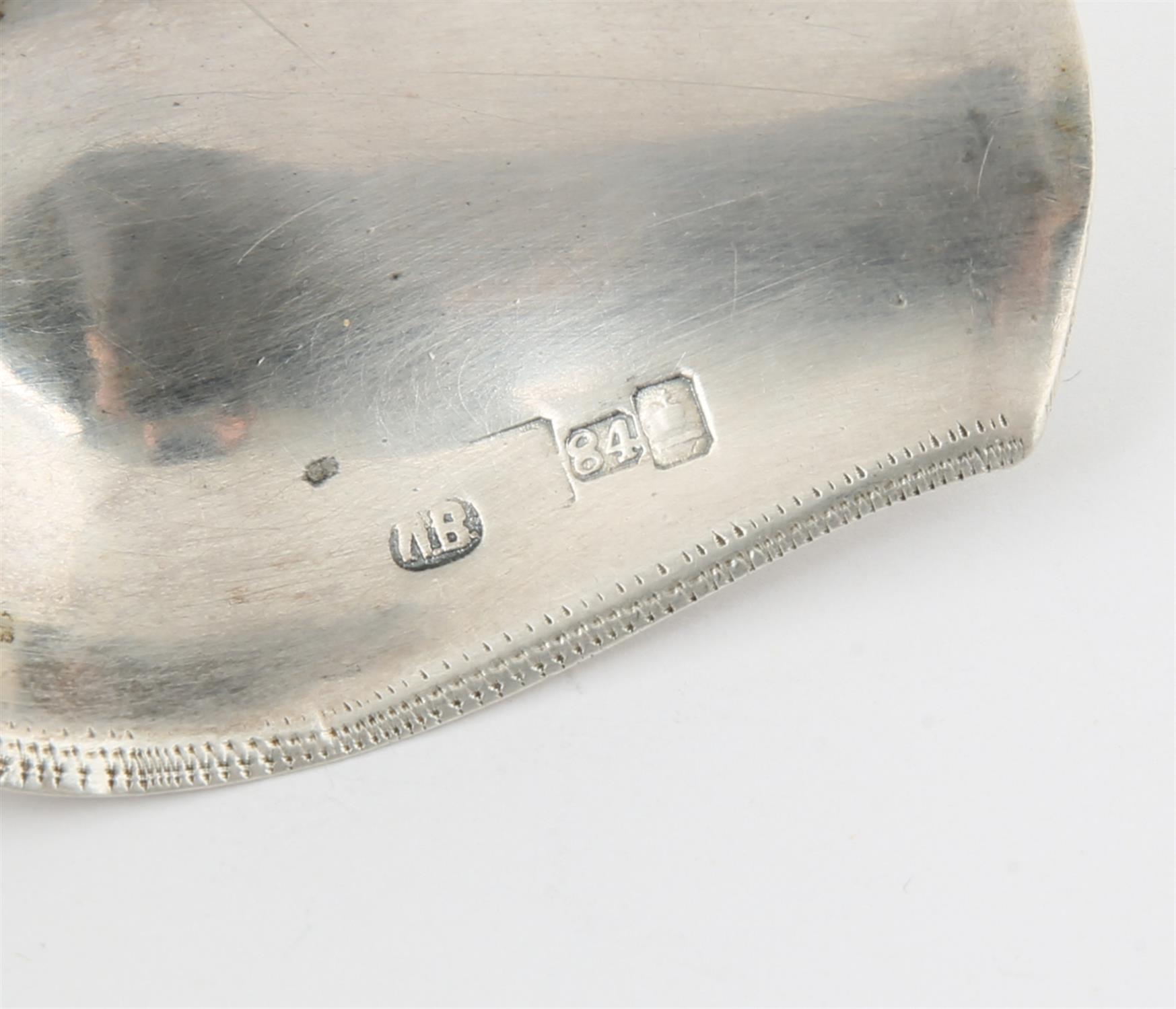 19th century naturalistic design Russian silver 84 grade tea caddy spoon, the handle in the form of - Image 2 of 2