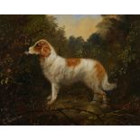 Attributed to George Earl (British, 1824-1908), hound in a landscape with dead game, oil on board,