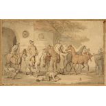 Thomas Rowlandson (British, 1756-1827), satirical scene with horses and riders (1818),