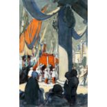 § Sir Frank Brangwyn RA (British, 1867-1956), Venetian church porch with figures to foreground