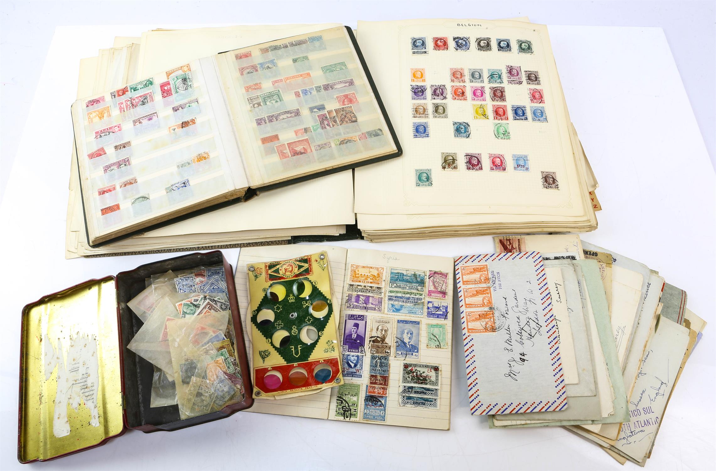 Early Collection of World Stamps in Album leaves loose in packets, British Emp[ire, Monaco,