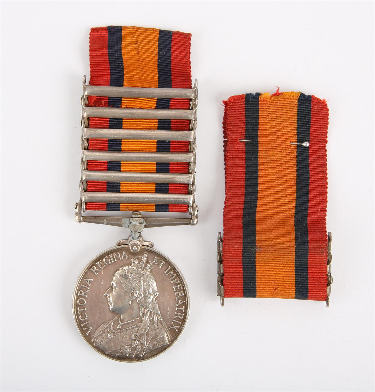 Queens South Africa Medal, Boer War. Six bars, Wittebergen, Diamond Hill, Johannesburg, Driefontein, - Image 2 of 2