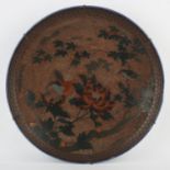 A Japanese export dish, decorated on the reverse in underglaze blue with perched birds and