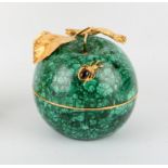 Russian malachite and gilt bronze apple, from the Russian store Sentiabrev, 14cm high, with a box