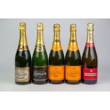 Champagne, Veuve Clicqout NV, (2 Bottles), Lanson (1 Bottle), Piper Heidsieck (1 Bottle)Jacquart (1