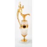 Russian glass and gilt bronze ewer, from the Russian shop Sentiabrev, the handle with a winged