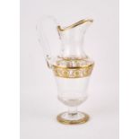 St Louis, a gilded glass ewer, etched mark to base, 29cm high