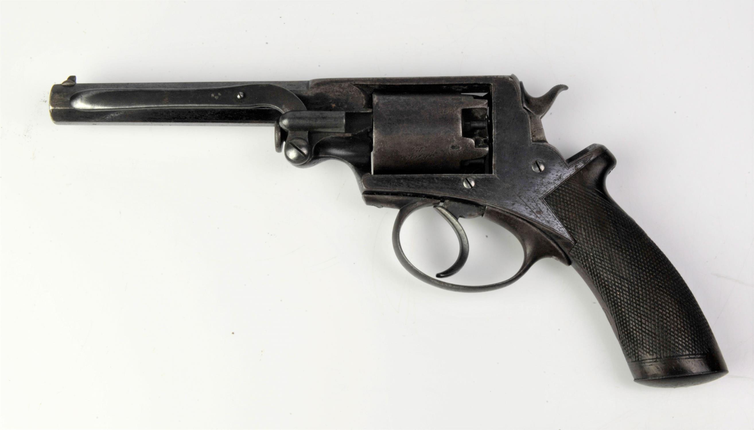 Beaumont Adams model 1854 five shot 54 bore double action percussion revolver fitted with