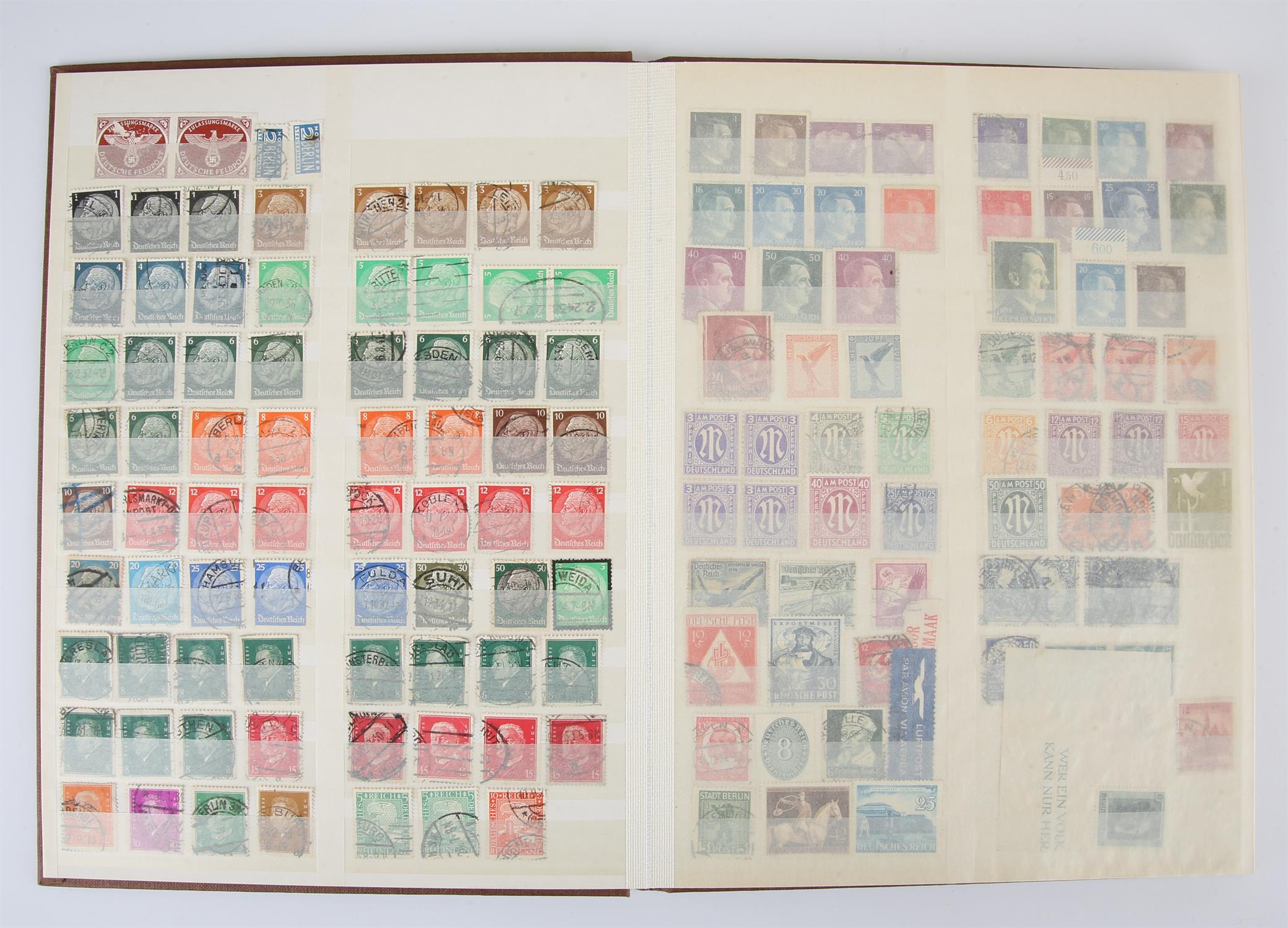 Four stock books of stamps, three English principally Penny Reds (sorted by plate number and - Image 2 of 4