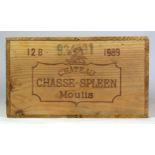 Chateau Chasse Spleen, 1989, in a wooden box, (Seven bottles)