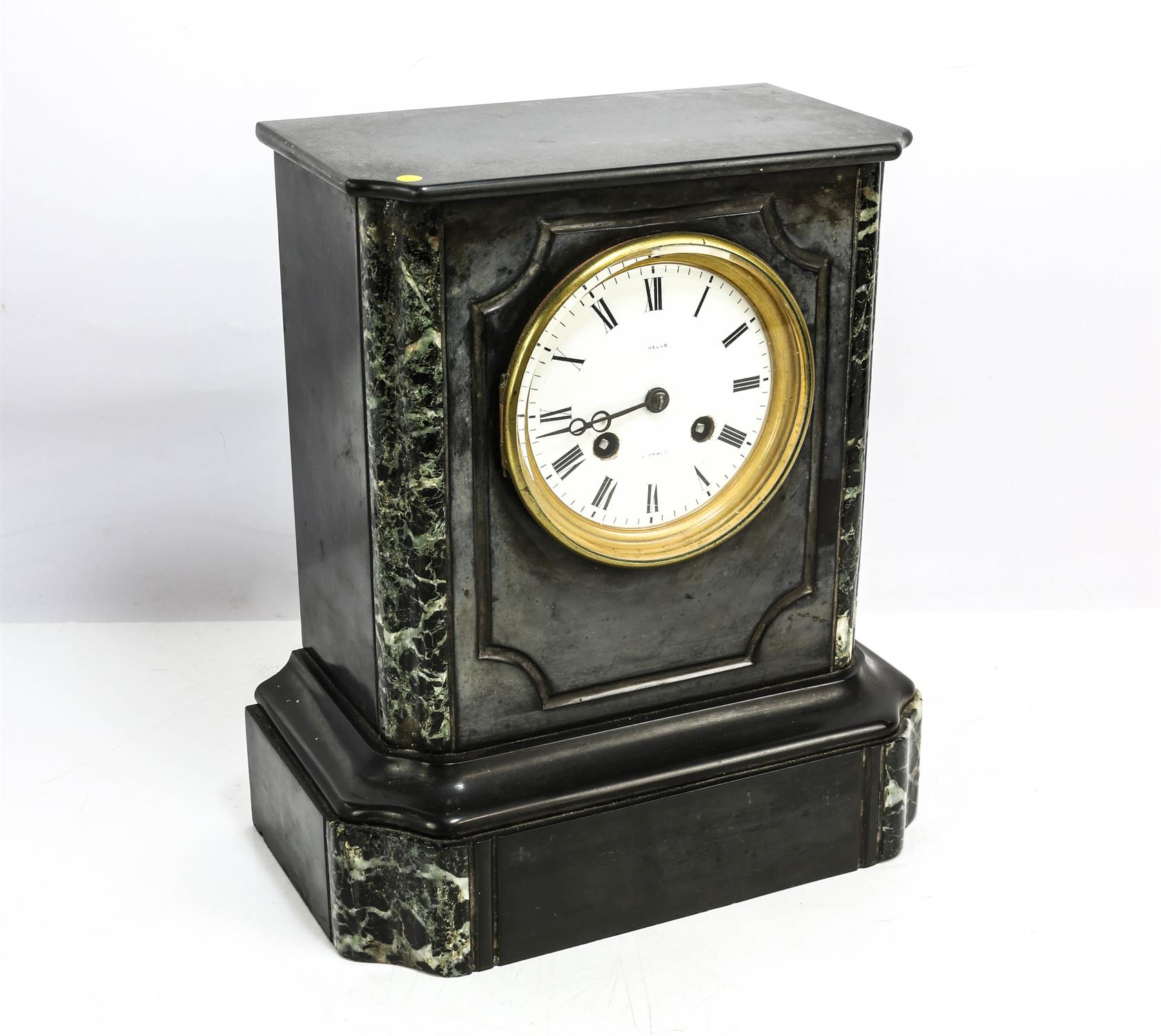 Late 19th century French bou6lle mantle clock, the dial signed Berger A Paris, H 30cm and a black - Image 3 of 7