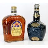 Bottle of Chivas Royal Salute whisky, with box and bag, together with a bottle of Crown Royal