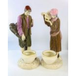 After James Hadley, Royal Worcester, a large Victorian pair of water carriers, 41cm and 44cm high